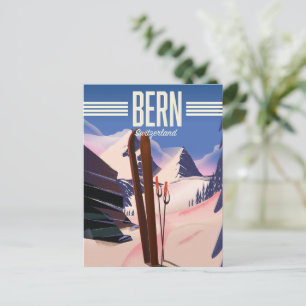 Bern switzerland ski poster postcard