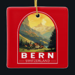 Bern Switzerland Travel Art Vintage Ceramic Ornament<br><div class="desc">Bern retro vector travel design. Bern,  the capital city of Switzerland,  is built around a crook in the Aare River.</div>