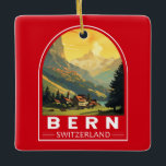 Bern Switzerland Travel Art Vintage Ceramic Ornament<br><div class="desc">Bern retro vector travel design. Bern,  the capital city of Switzerland,  is built around a crook in the Aare River.</div>