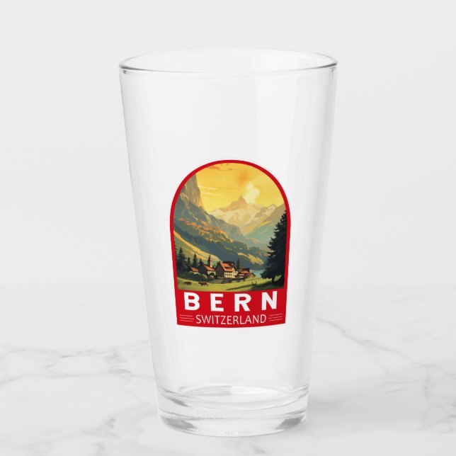 Bern Switzerland Travel Art Vintage Glass (Front)