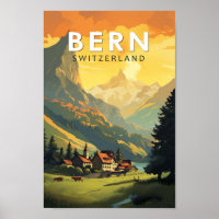 Bern Switzerland Travel Art Vintage
