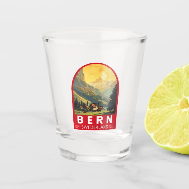 Bern Switzerland Travel Art Vintage Shot Glass (Front)