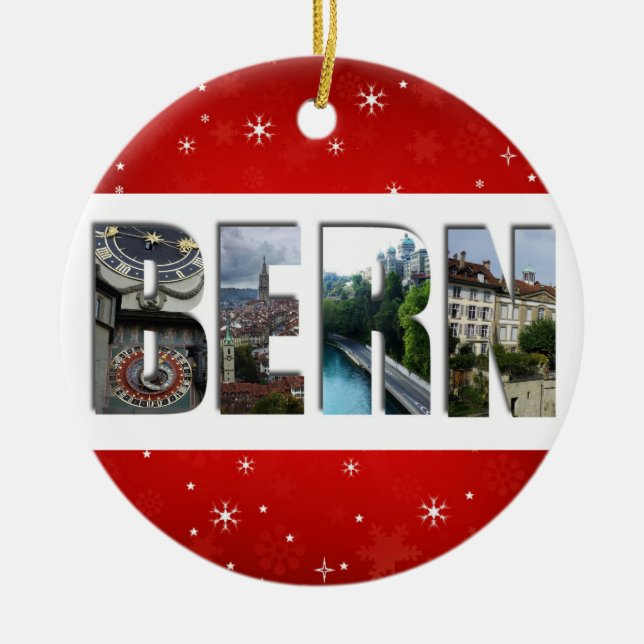 Bern Switzerland Travel Photos Christmas Ceramic Tree Decoration (Front)