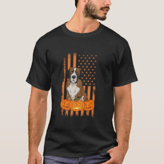 Bernard Dog American Flag Patriotic Halloween Cost T-Shirt