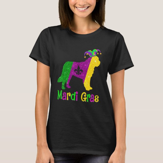 Bernard Dog Lover Mardi Gras Carnival Jester T-Shirt (Front)