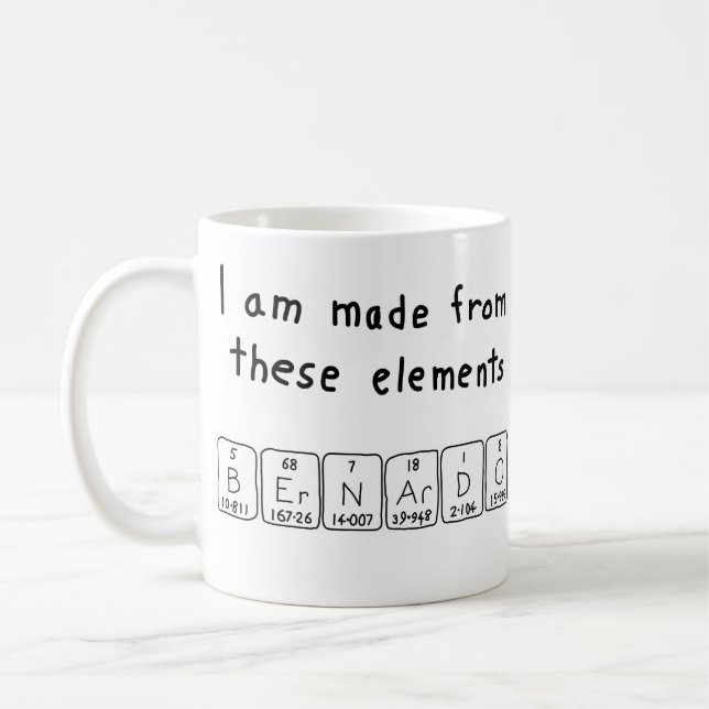 Bernardo periodic table name mug (Left)
