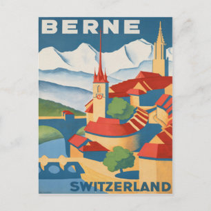 Berne Switzerland Vintage Travel Poster Postcard