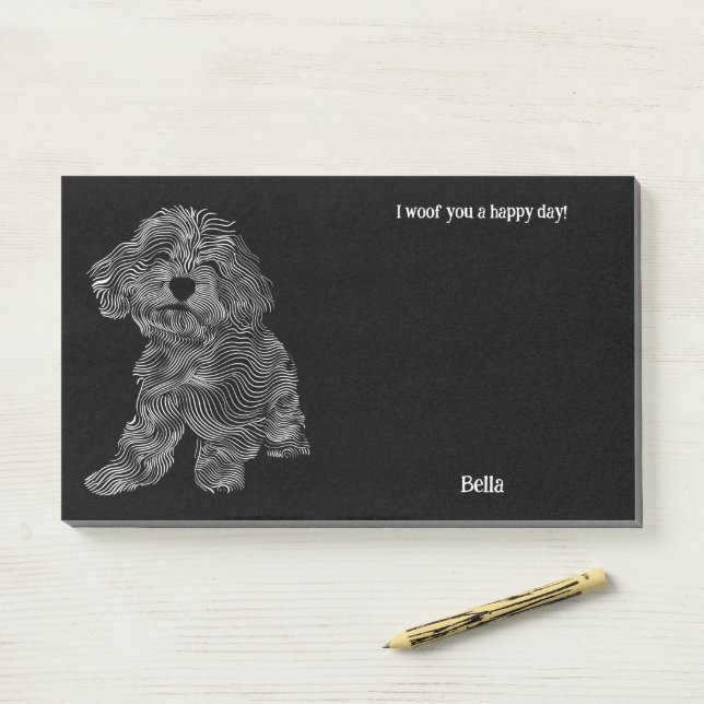 Bernedoodle Abstract Art Dog Name  Post-it Notes (On Desk)