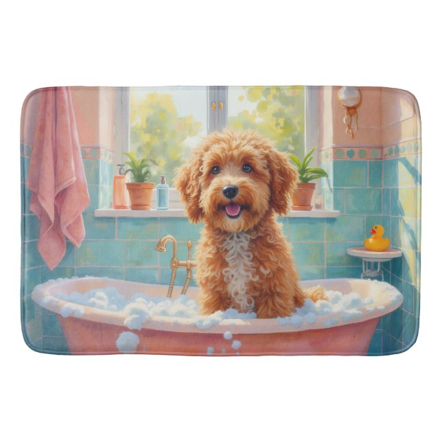 Bernedoodle Bath Time Cute Bathroom Decor Mat (Front)
