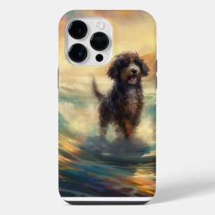 Bernedoodle Beach Surfing Painting iPhone 14 Pro Max Case