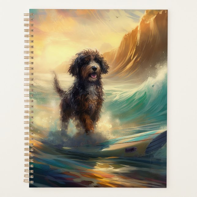 Bernedoodle Beach Surfing Painting  Planner (Front)