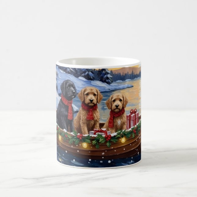 Bernedoodle Christmas Boat Holiday Coffee Mug (Center)