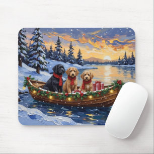 Bernedoodle Christmas Boat Holiday Mouse Pad
