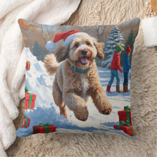Bernedoodle Christmas Festive Snow Scene Cushion