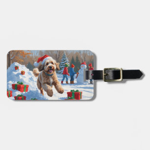 Bernedoodle Christmas Festive Snow Scene Luggage Tag
