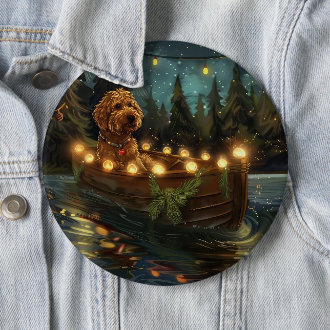 Bernedoodle Christmas Festive Voyage 6 Cm Round Badge (In Situ)