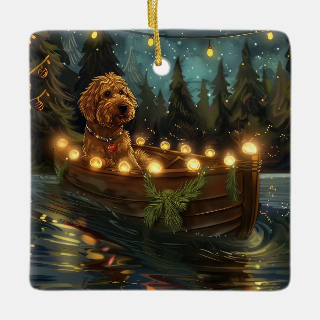 Bernedoodle Christmas Festive Voyage Ceramic Ornament (Front)