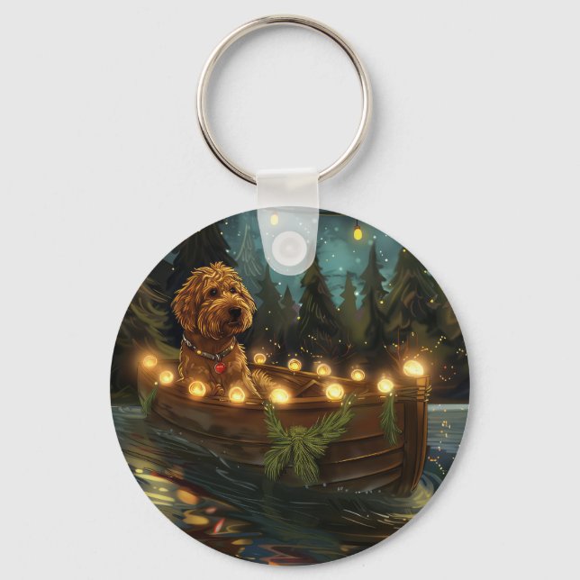 Bernedoodle Christmas Festive Voyage Key Ring (Front)