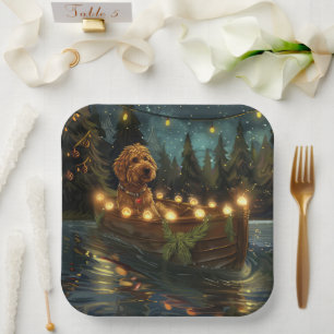 Bernedoodle Christmas Festive Voyage Paper Plate