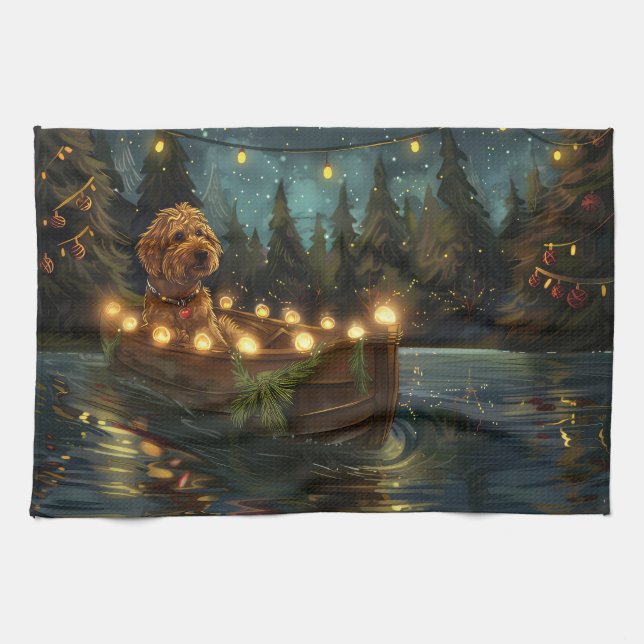 Bernedoodle Christmas Festive Voyage Tea Towel (Horizontal)