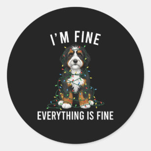 Bernedoodle Christmas I'm Fine Everything Is Fine  Classic Round Sticker