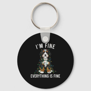 Bernedoodle Christmas I'm Fine Everything Is Fine  Key Ring
