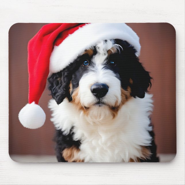 Bernedoodle Christmas Mouse Pad (Front)