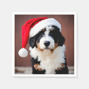 Bernedoodle Christmas Napkin