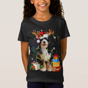 Bernedoodle Christmas Reindeer Santa Lights Dog Xm T-Shirt