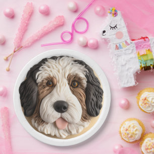 Bernedoodle Dog 3D Inspired Paper Plate