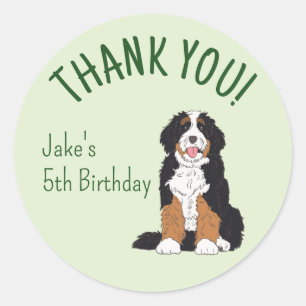 Bernedoodle Dog Birthday Thank You Custom Favour Classic Round Sticker