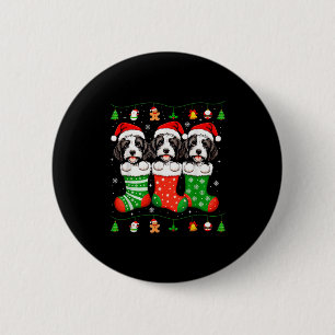 Bernedoodle Dog Christmas Pajamas Funny Xmas Dog L 6 Cm Round Badge