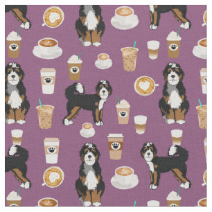 Bernedoodle dog coffee purple fabric