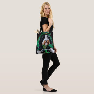 Bernedoodle Dog driving bike St. Patrick's Day Tote Bag