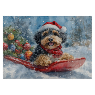 Bernedoodle Dog in Sledge Let it Snow Christmas Cutting Board
