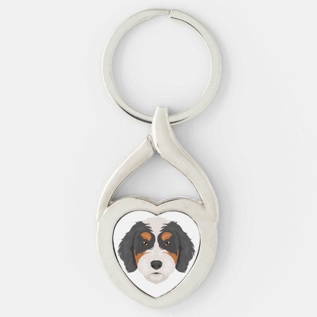 Bernedoodle dog mix key ring (Front)