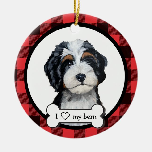 Bernedoodle Dog Ornament (Front)