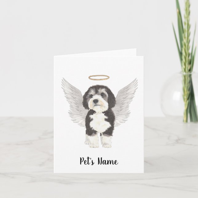 Bernedoodle Dog Sympathy Memorial Card (Front)