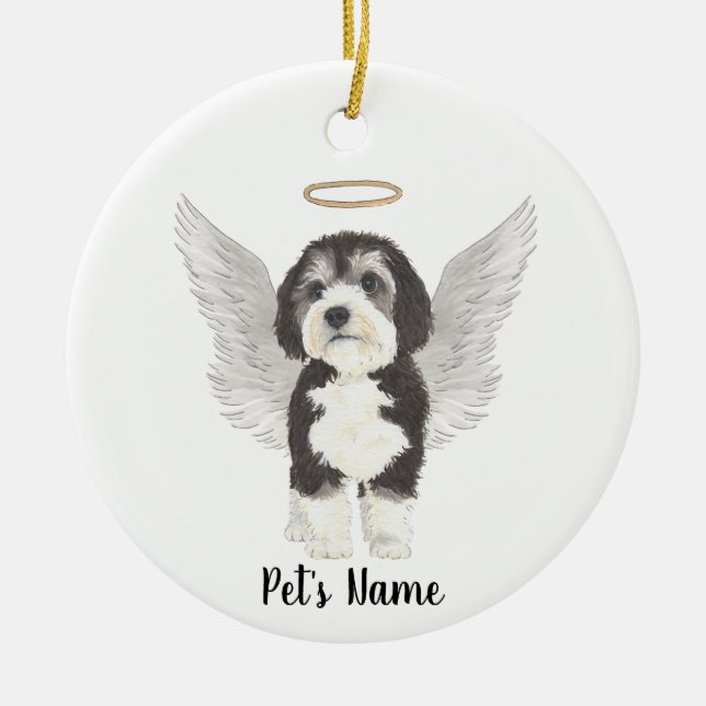 Bernedoodle Dog Sympathy Memorial  Ceramic Tree Decoration (Front)