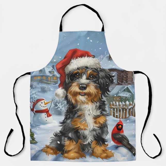 Bernedoodle Dog Winter Wonderland Christmas Apron (Front)