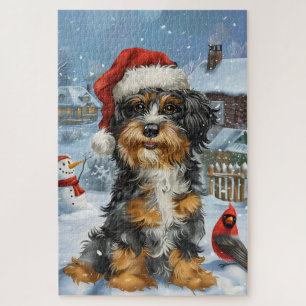 Bernedoodle Dog Winter Wonderland Christmas Jigsaw Puzzle