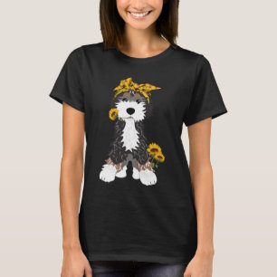Bernedoodle Dog With Sunflowers T-Shirt