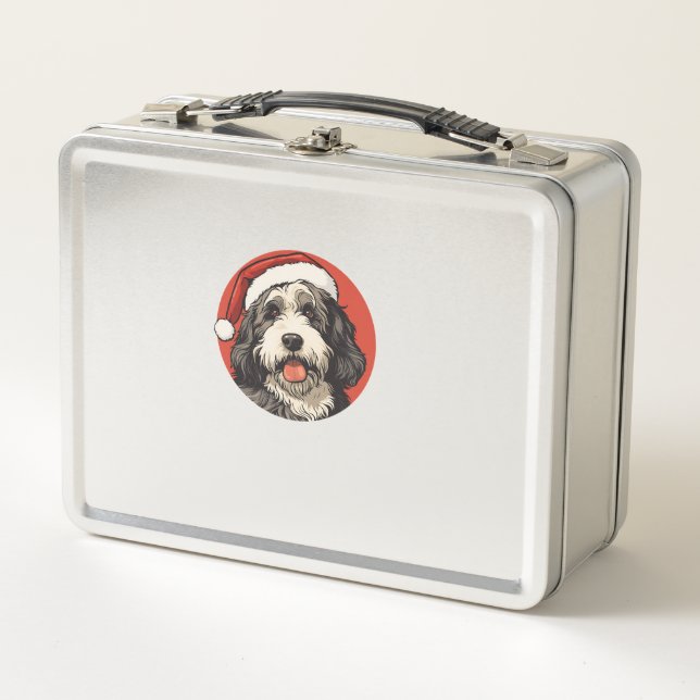 Bernedoodle Dog Xmas Doodle Dood Cute Christmas Be Metal Lunch Box (Front)