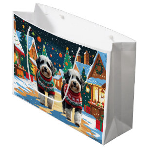 Bernedoodle Dogs Christmas Snow Holiday Large Gift Bag
