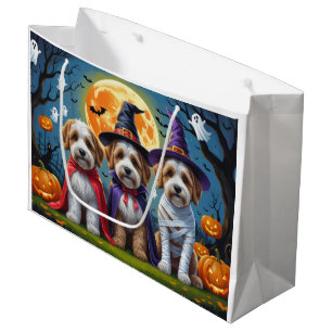 Bernedoodle Dogs Pumpkin Halloween Funny Large Gift Bag