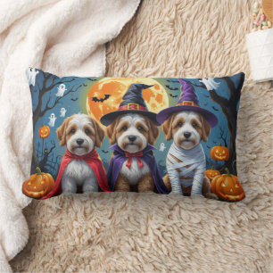 Bernedoodle Dogs Pumpkin Halloween Funny Lumbar Cushion
