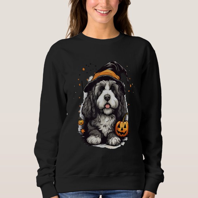 Bernedoodle Halloween Cute and Spooky Doodle Dog 2 Sweatshirt (Front)