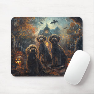 Bernedoodle Halloween Night Doggy Delight Mouse Pad