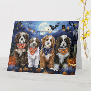 Bernedoodle Halloween Spooky Card