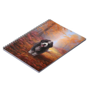 Bernedoodle in Autumn Leaves Fall Inspire Notebook